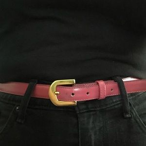 Beacon Hill PINK Skinny Leather Belt Gold Clasp